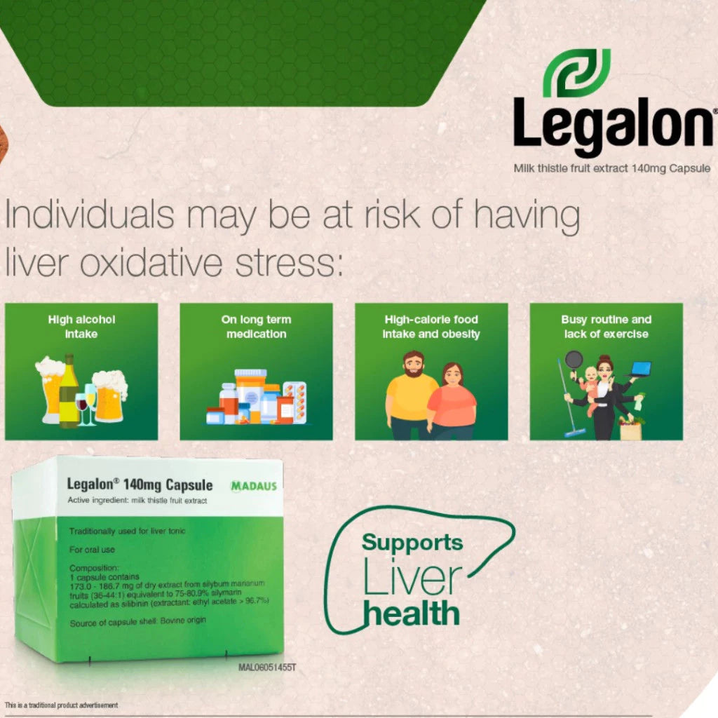 【buy 3 free 1】exp2026.06 Legalon Capsule 140mg (Liver Tonic) 100's body Detox shake exp2026 06