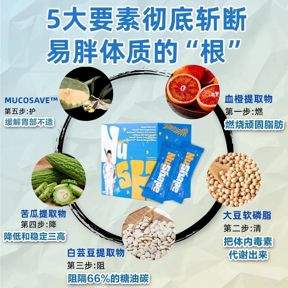 【 buy 3 free 1 】 Exp2026.06 NuShape Slimming, Stomach Protection, Nutritional Meal Replacement, Burning Stubborn Fat, Relieving Fats, Removing Oil, Blocking Oil, Blocking Sugar, Improving Metabolism, Protecting and Nourishing the Stomach