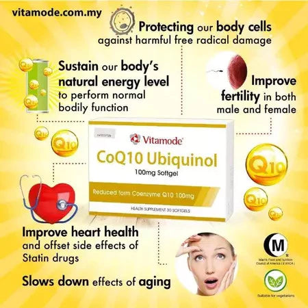 【buy 3 free 1】exp2026.06 Vitamode CoQ10 Ubiquinol 100mg 30 Softgels Agent Discount New In Store
