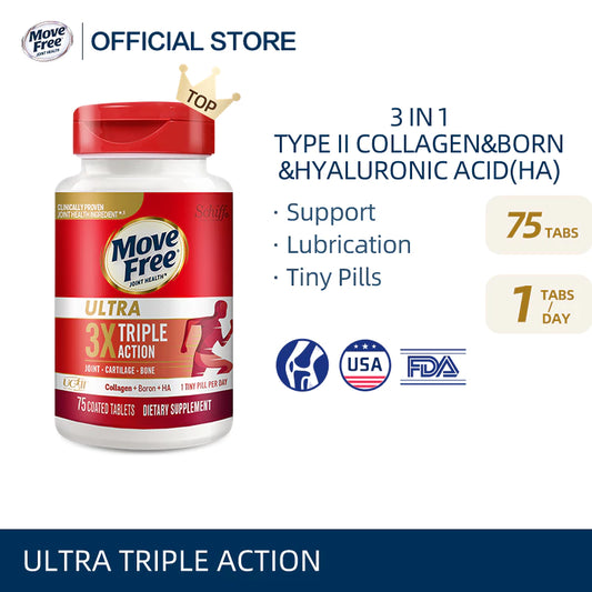 【buy 3 free 1】exp2026.06 Move Free Type II Collagen, Boron & HA Ultra Triple Action, Support and Lubrication, 75CT