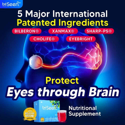 【buy 3 free 1】exp2026.06BeSeen Plus Eye Brain Booster Blueberry Eye Care Powder 1 Box 30 Packs