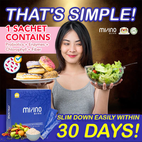 【buy 3 free 1】exp2026.06PROMO Mizino Mix Enzyme Slimming Diet Detox Drink Probiotic Supplement Fiber Slim Minuman Kuruskan Badan