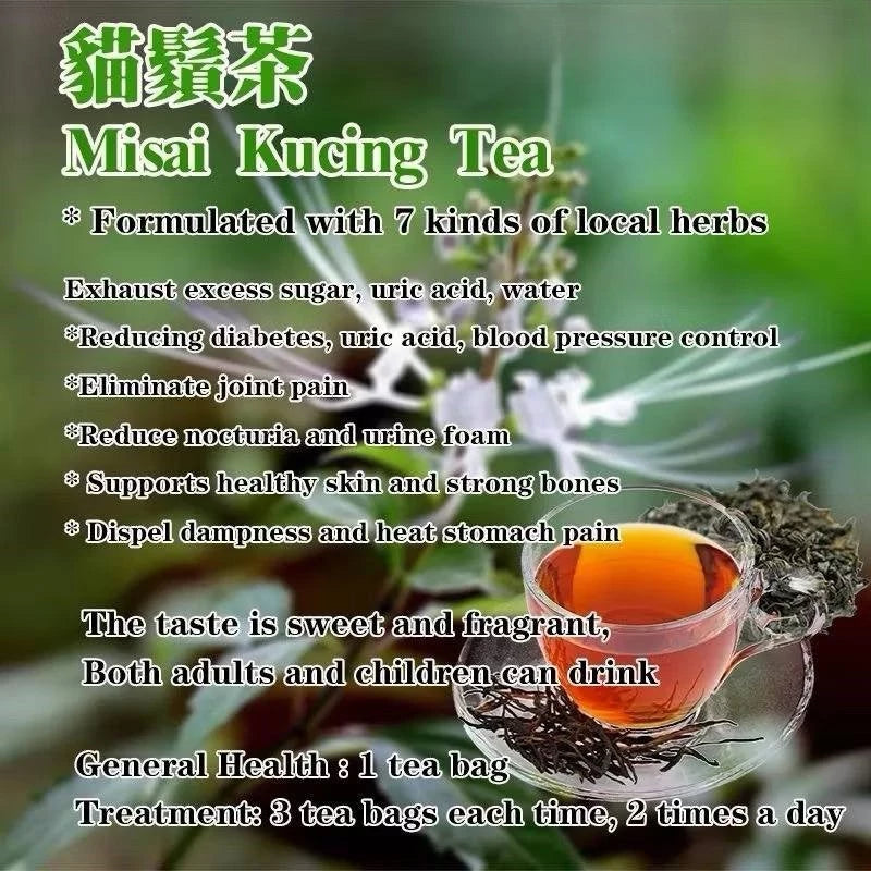 [buy 3 free 1] exp2026.06 9 Star Misai Kucing Tea | Herbal Tea, Wellness Drink, 60 Tea Bags×2gm