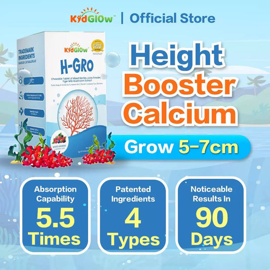 【buy 3 free 1】exp2026.06KidGlow H-GRO Nutritional Height Booster Calcium
