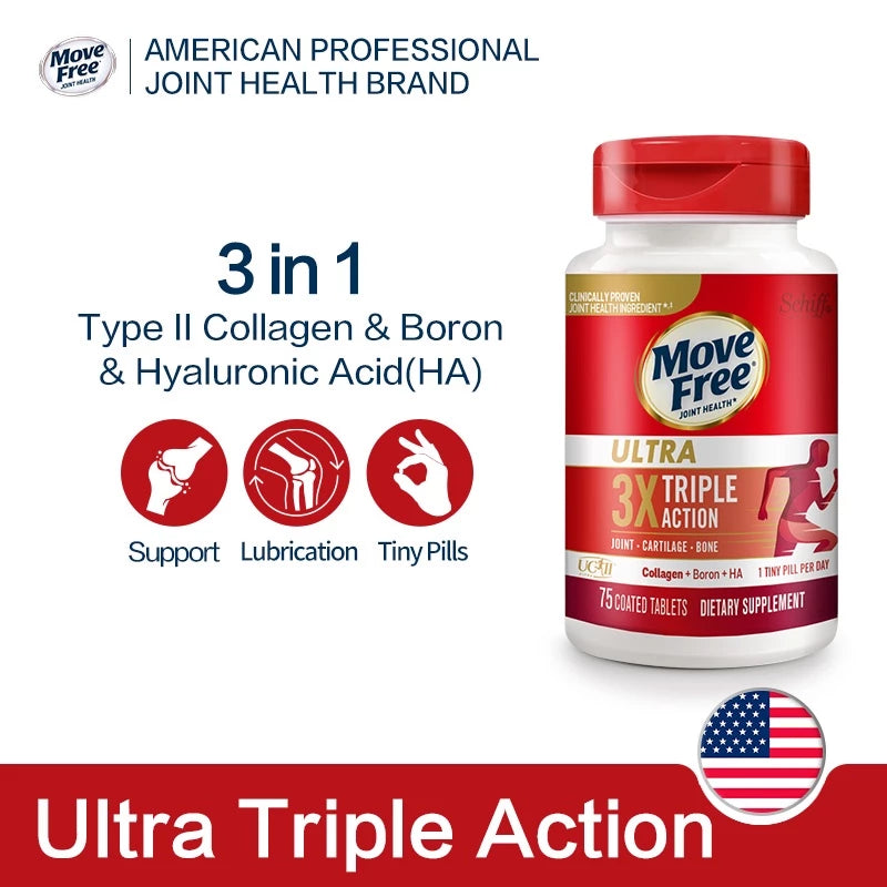 【buy 3 free 1】exp2026.06 Move Free Type II Collagen, Boron & HA Ultra Triple Action, Support and Lubrication, 75CT