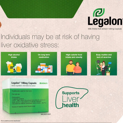 【buy 3 free 1】exp2026.06 Legalon Capsule 140mg (Liver Tonic) 100's body Detox shake exp2026 06