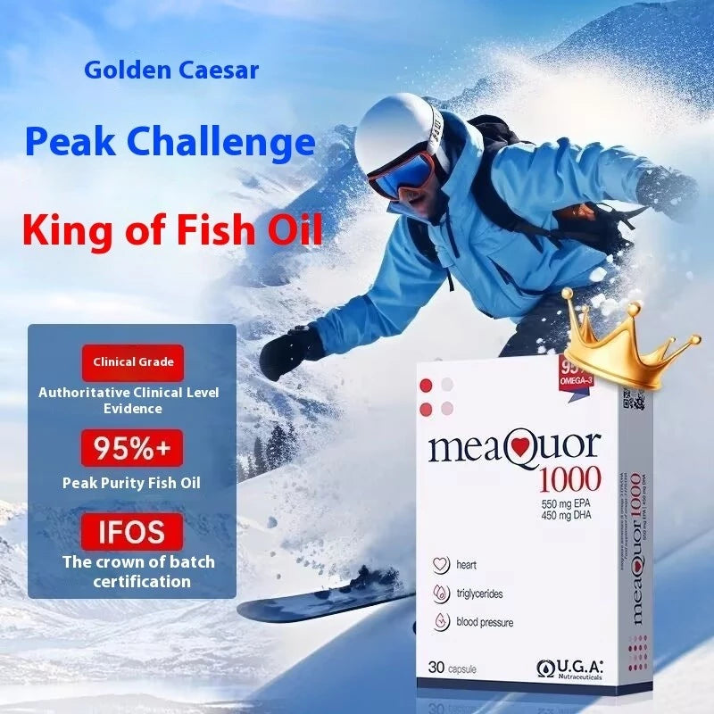 【buy 3 free 1】exp2026.06 Italy Meaquor Gold Caesar 95% High Purity Omega 3 Deep-Sea Fish Oil Softgel Capsule 30 Table