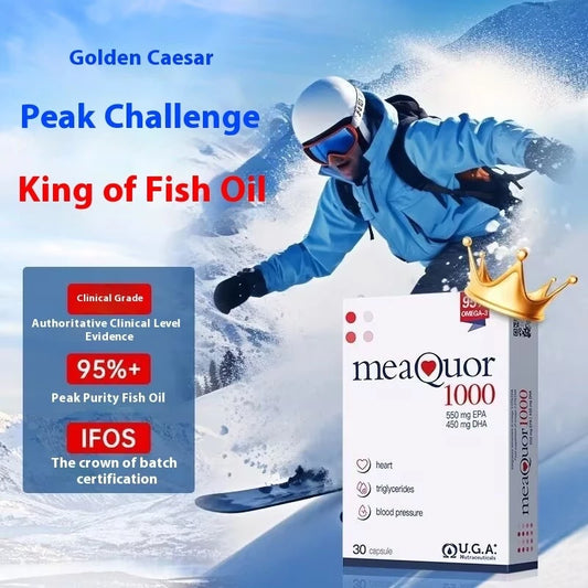 【buy 3 free 1】exp2026.06 Italy Meaquor Gold Caesar 95% High Purity Omega 3 Deep-Sea Fish Oil Softgel Capsule 30 Table