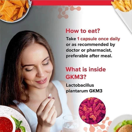 【buy 3 free 1】exp2026.06GKB Lactobacillus Plantarum GKM3 200mg 30'S| Lose Belly Fat GKM3