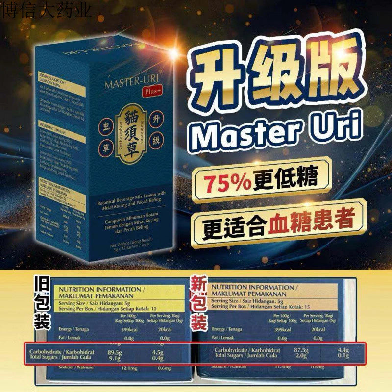 【buy 3 free 1】exp2026.06MASTER URI Natural Uric Acid Support: Cat's Whiskers Herb + Tibetan Cordyceps - Relieve Gout Pain, Kidney Care, Blood Sugar Regulation