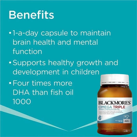 【buy 3 free 1】exp2026.06 BLACKMORES Omega Triple Super Strength Fish Oil 1500mg Omega-3 900mg Detox slimming
